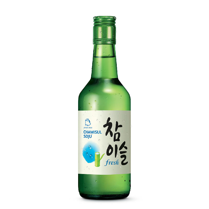 Bottles of jinro soju lined up, the best soju in malaysia available at mr. Chow