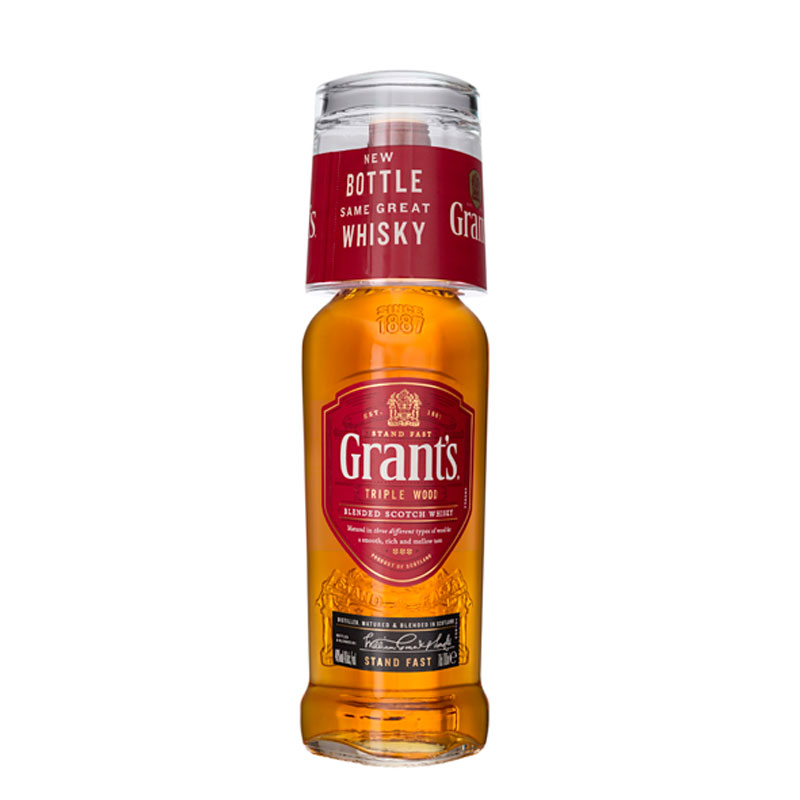 Grant's triple wood blended scotch whisky bottle