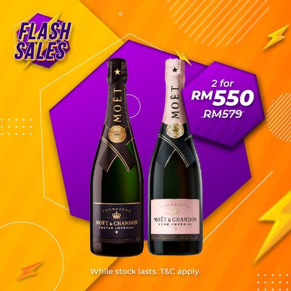 Flash sale - moët & chandon nectar & rosé impérial champagne [750ml] x 2