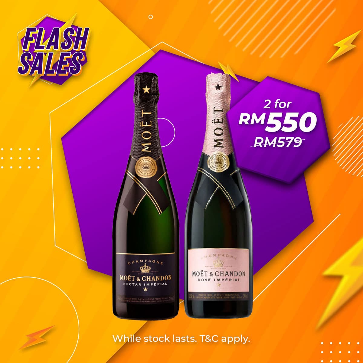 Flash Sale - Moët & Chandon Nectar & Rosé Impérial Champagne [750ML] x 2