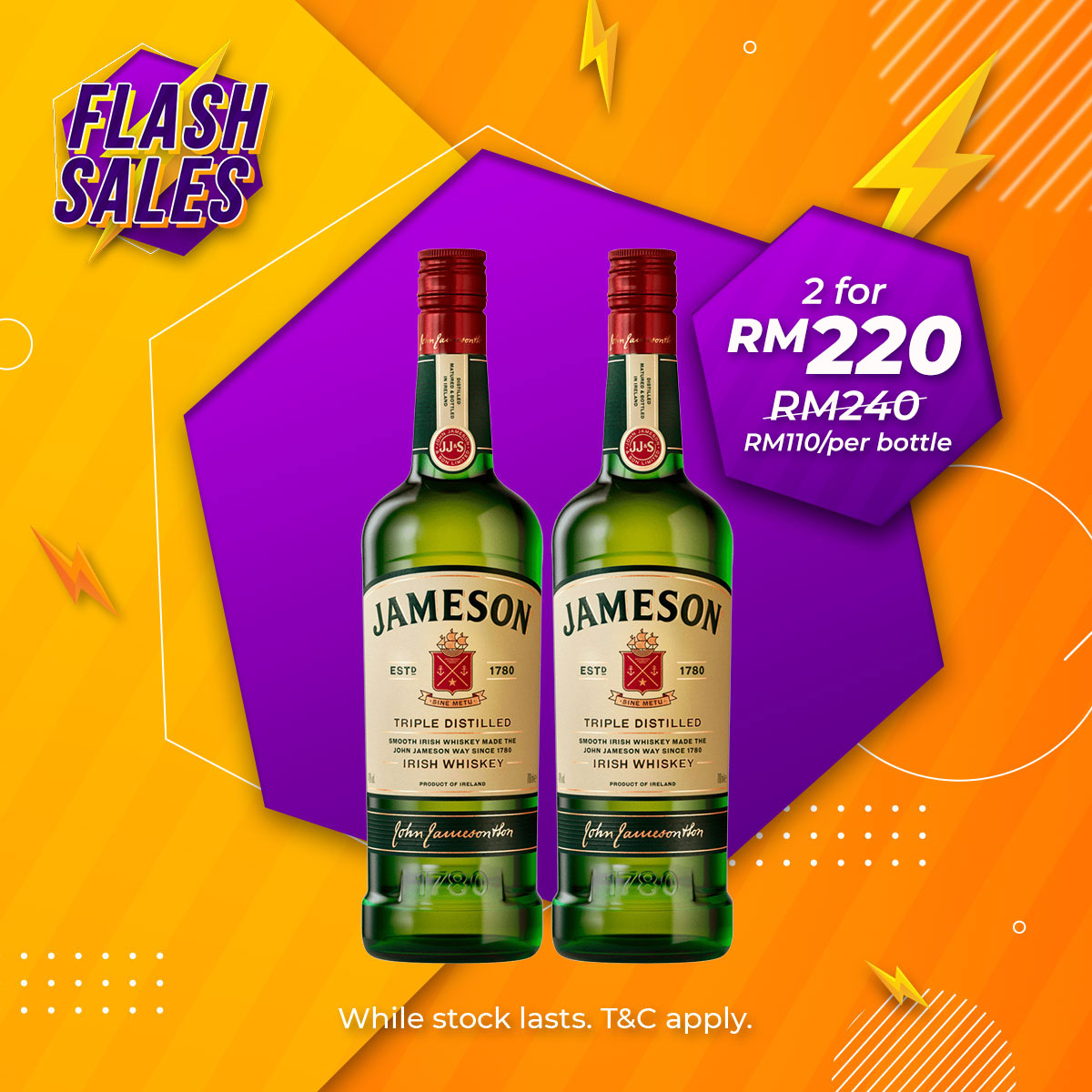 Flash Sale - Jameson Triple Distilled Irish Whiskey [700ML] x 2