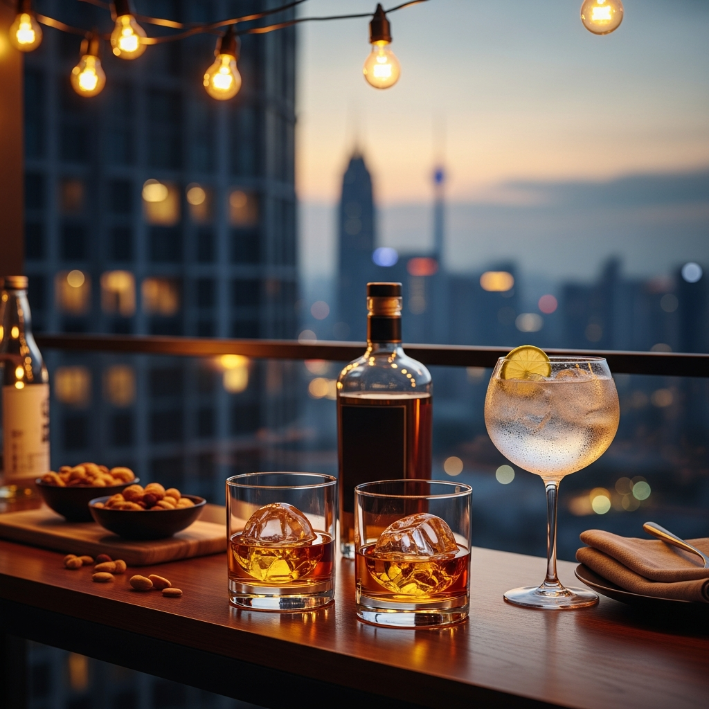 A home balcony with the kuala lumpur skyline at dusk, the city most bar roundups stay inside