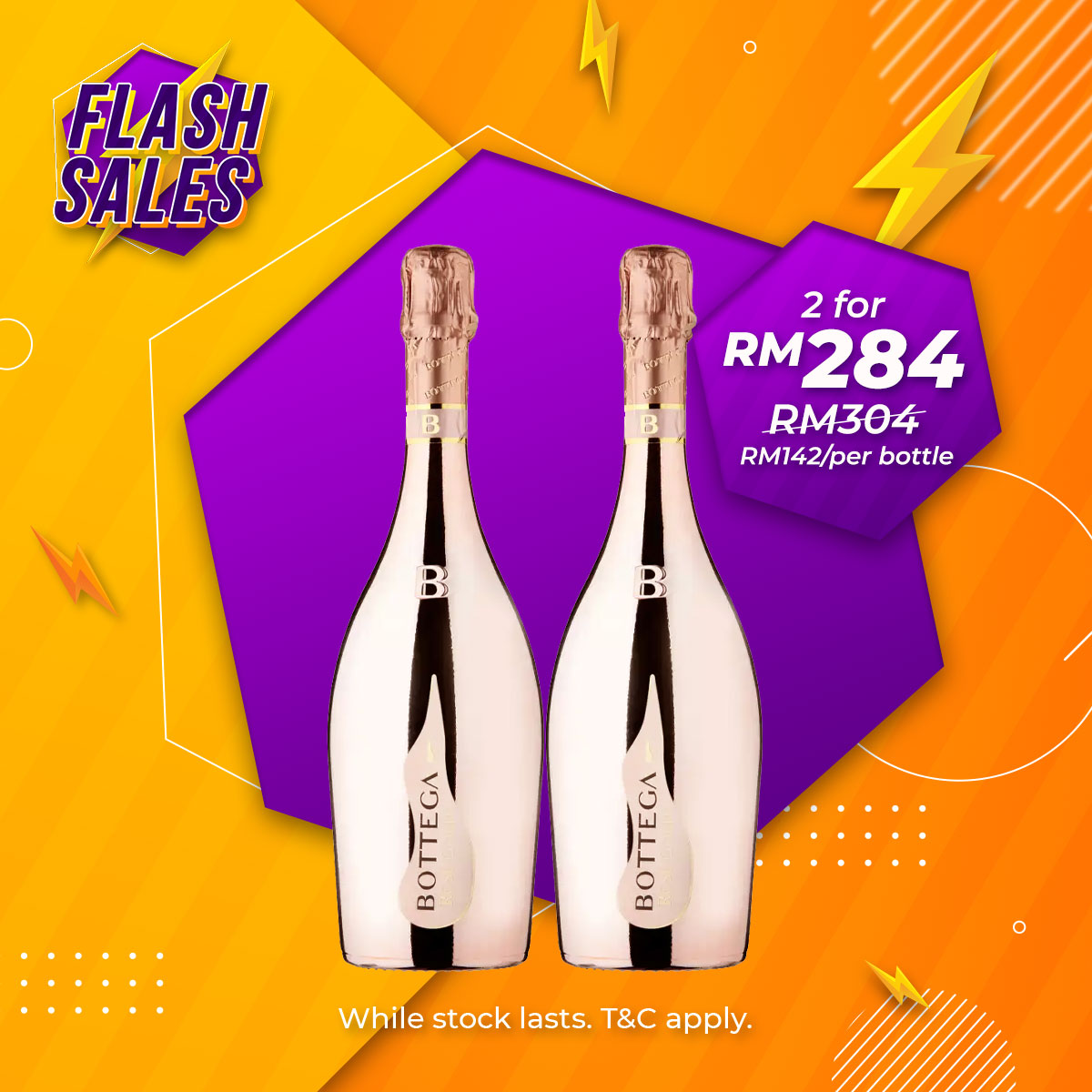 Flash Sale - Bottega Rose Gold Prosecco Brut [750ML] x 2