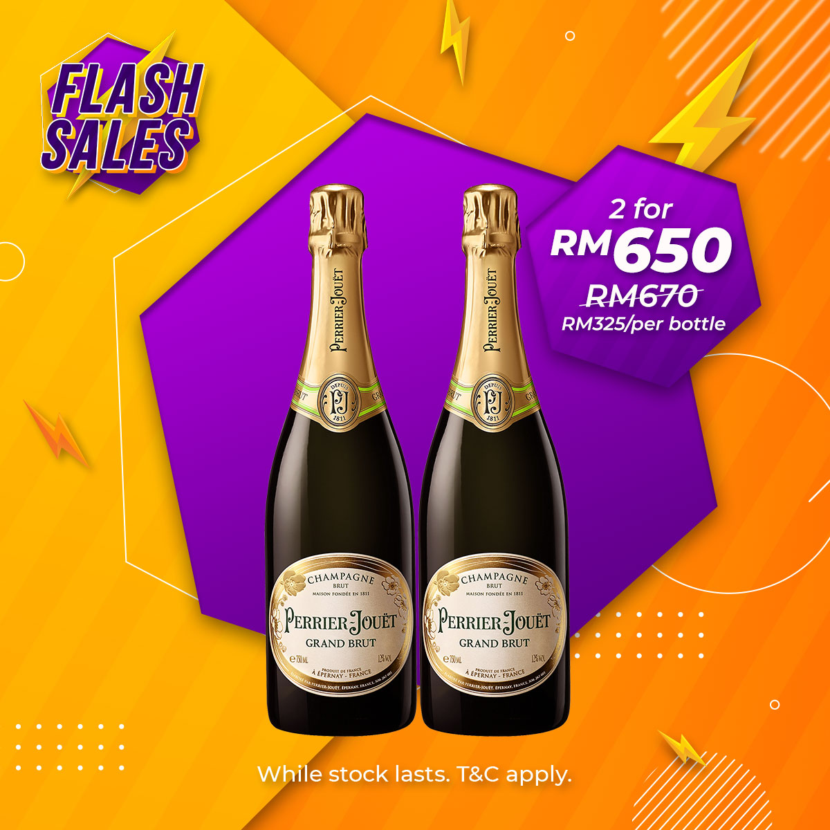 Flash Sale - Perrier Jouët Grand Brut Champagne [750ML] x 2