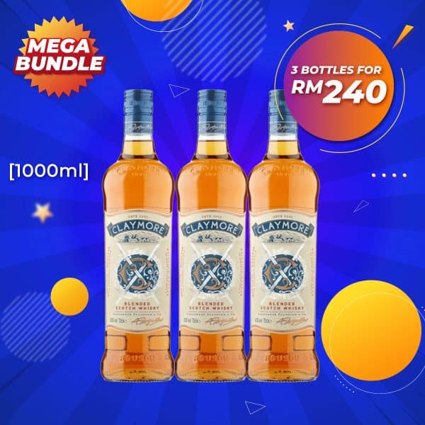 Mega big bundle - claymore blended scotch whisky [1000ml] x 3