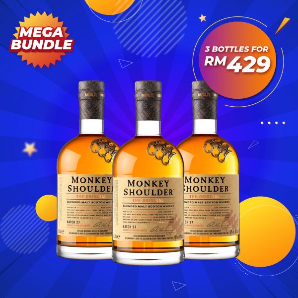 Mega big bundle - monkey shoulder speyside blended malt scotch whisky [700ml] x 3