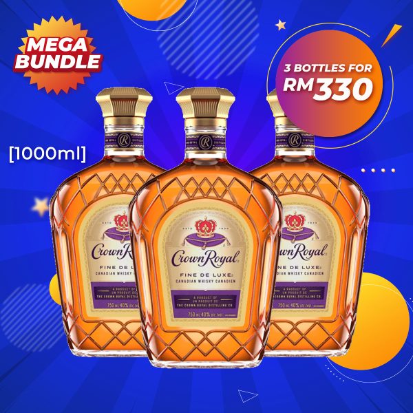 Mega big bundle - crown royal deluxe blended whisky [1000ml] x 3